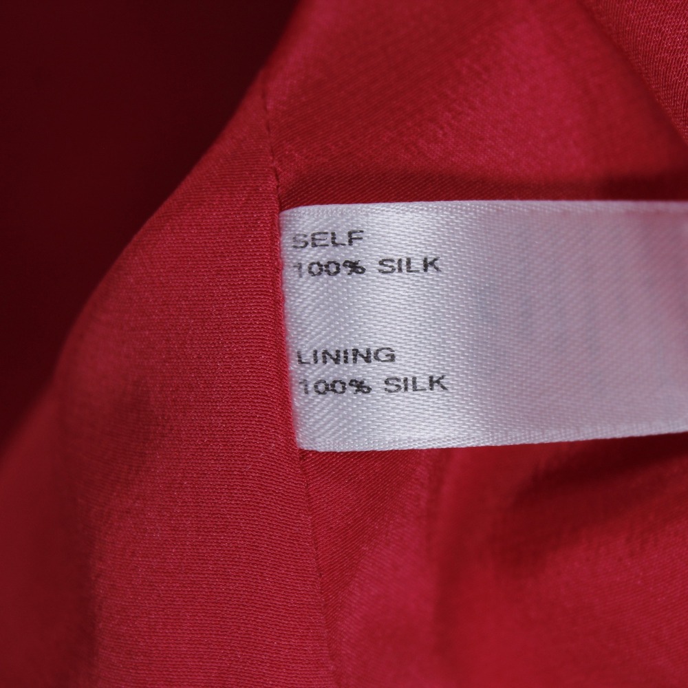 Carolina Herrera Red 100% Silk Embroidered Belted A-Line Shirt Dress Sz 6 - Picture 8 of 11